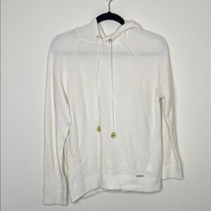 Michael Kors Off-White Waffle Knit Hoodie Sweater